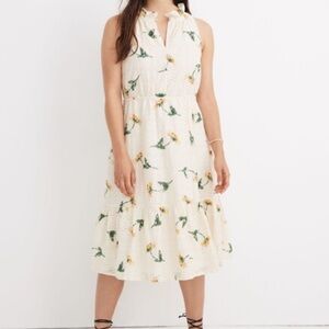 Madewell Cream Midi Dress with Yellow Floral Print